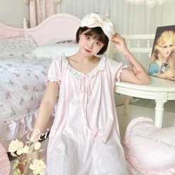 Peiliee Design [Made By Peiliee] Love Is Two Hearts As One Cotton Sleepwear Loungewear Dress New Arrivals