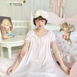 Peiliee Design [Made By Peiliee] Love Is Two Hearts As One Cotton Sleepwear Loungewear Dress New Arrivals