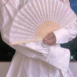Peiliee Shop [Basic] Kyoto Sakura Season - Lace Handle Fan