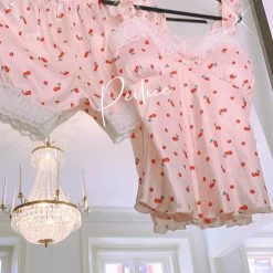 Peiliee Design [Mid Season SALE] Cherry Night Sleepwear Loungewear Set