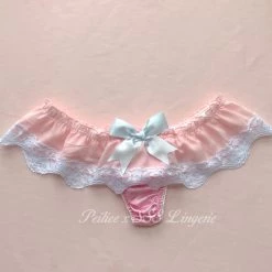 Peiliee Shop Macaroon Babydoll Handmade Satin Pantie Set