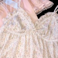 Japanese Lingeire Sunflower Girls Floral Chiffon Dress