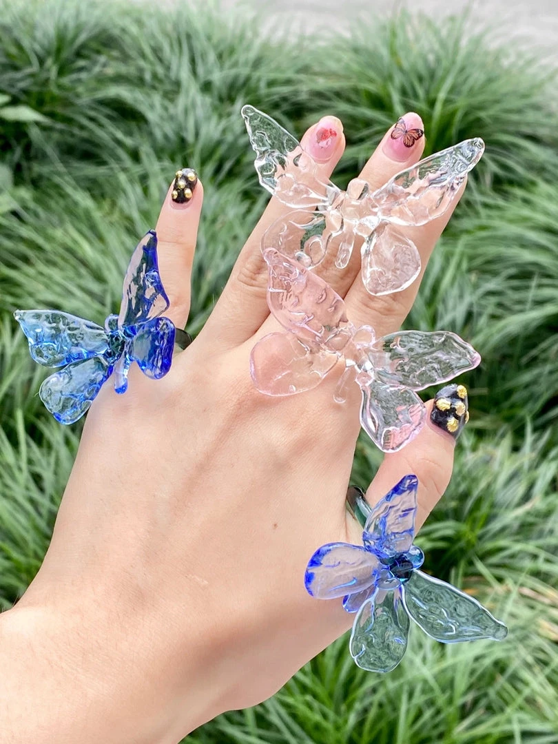 Peiliee Shop The Moment Of My Life Hand Crafted Glass Butterfly Ring 2 Peiliee Shop The Moment Of My Life Hand Crafted Glass Butterfly Ring