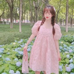 Rose Candy Rose Love Baby Doll Puff Sleeves Dress