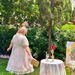 DAJUN Peach Sparkle Floral Dress New Arrivals