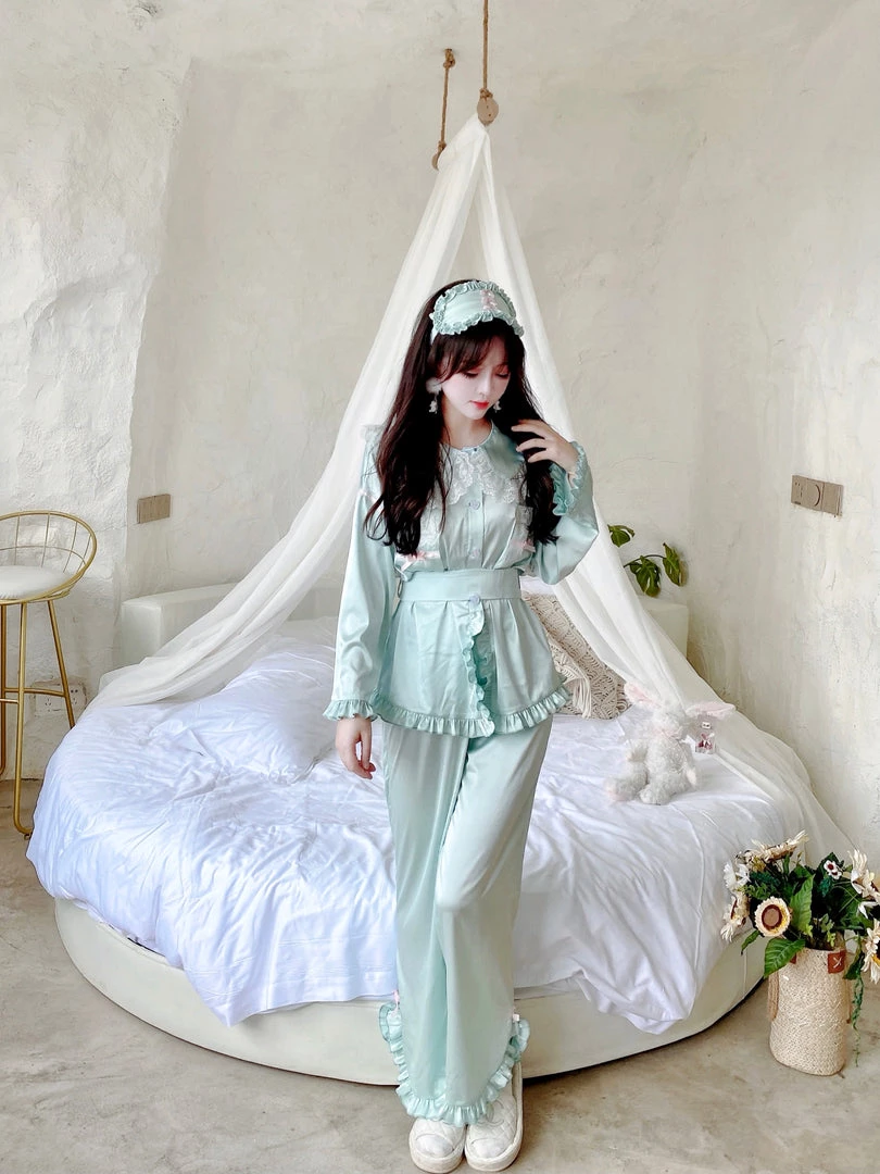 Summer Joy New Arrivals Angelic Mint Satin Lounge Wear Set 9 Summer Joy New Arrivals Angelic Mint Satin Lounge Wear Set
