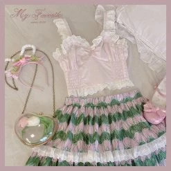 My Favorite 2022 New Arrivals [Basic] Strawberry Cheese Cake Lace Top