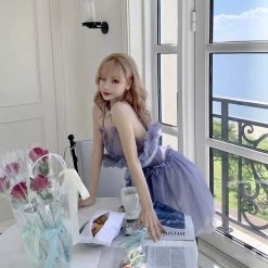 Peiliee Shop [Premium Selected] Iris Pallida Lam Lavender Dress New Arrivals