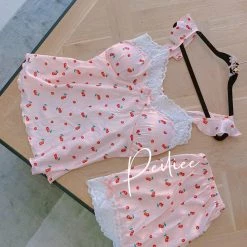 Peiliee Design [Mid Season SALE] Cherry Night Sleepwear Loungewear Set