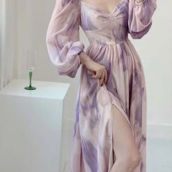 Vintage Inspired Lilac Floral Dress Gown New Arrivals