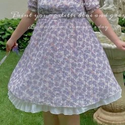 DAJUN [Curve Beauty] Galaxy Candy Floral Chiffon Dress