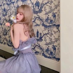 Peiliee Shop [Premium Selected] Iris Pallida Lam Lavender Dress New Arrivals