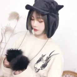 Peiliee Shop Devil Doll Baseball Cap Faux Fur New Arrivals