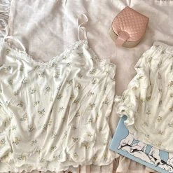 Japanese Lingeire [Basic] Pearl Flowers Day Lingerie Set