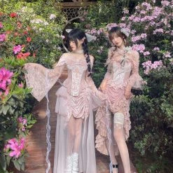 Blood Supply Summer 2022 Sakura Dream Velvet Corset Top With Sleeves