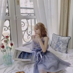 Peiliee Shop [Premium Selected] Iris Pallida Lam Lavender Dress New Arrivals