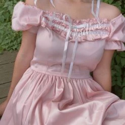 Peiliee Shop [Peiliee Design 5 Years Anniversary] Sakura Soft Satin Dress Set New Arrivals