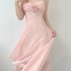 Vintage Inspired New Arrivals Soft Rose Angel Chiffon Dress