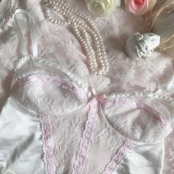 RosySwan New Arrivals [Handmade] A Night In Paris Pink Vintage Lingerie Body