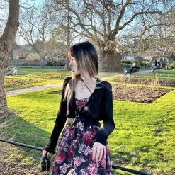 Dark Rose Floral Mini Dress Designer Arilf Summer 2022