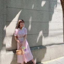 [Premium Selected] Arrived In Dream Land Gingham Dress (designer Rose Candy)