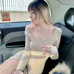 SS22 Arilf - My Venus Beige Bodycon Midi Dress