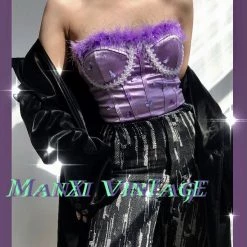 MANXI VINTAGE Butterfly Dreams Y2K Style Corset With Bones