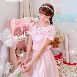 Peiliee Shop New Arrivals [Peiliee Design 5 Years Anniversary] Sakura Soft Satin Dress Set