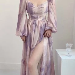Vintage Inspired Lilac Floral Dress Gown New Arrivals
