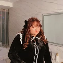 DAJUN [Curve Beauty] Rose For My Queen Gothic Velvet Vintage Dress New Arrivals