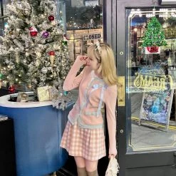 [Arilf] Strawberry Mousse Cake Knit Cardigan