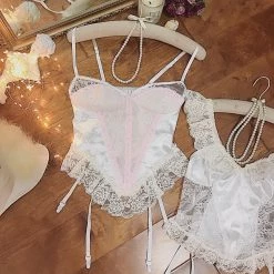 RosySwan New Arrivals [Handmade] A Night In Paris Pink Vintage Lingerie Body