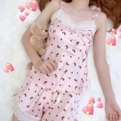 Peiliee Design [Mid Season SALE] Cherry Night Sleepwear Loungewear Set