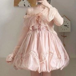 New Arrivals [Mid Season Sale] Escaped Bunny In Peach Flower Garden Dress (designer Arilf)