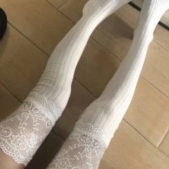 [Basic] Angelic Cloud Lace Cotton Over-knee Socks
