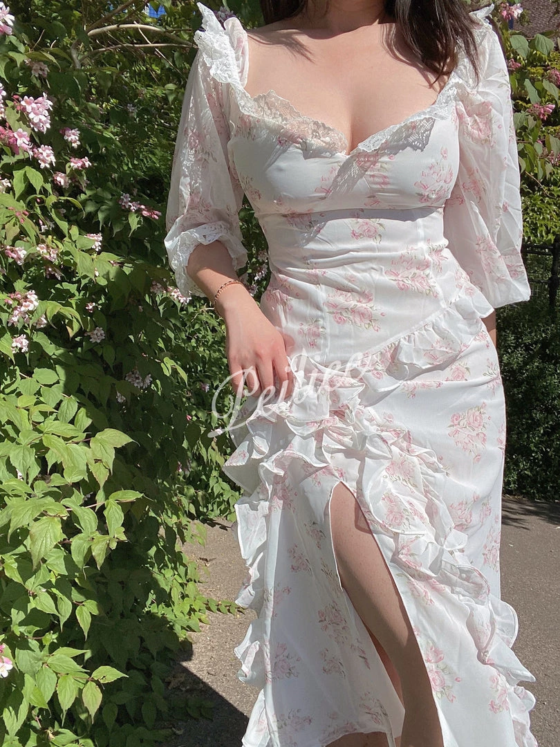 Basic Fashion Floral Garden Chiffon Dress New Arrivals 3 Basic Fashion Floral Garden Chiffon Dress New Arrivals