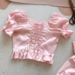 Peiliee Shop [Peiliee Design 5 Years Anniversary] Sakura Soft Satin Dress Set New Arrivals