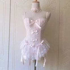 Peiliee Shop [More Sizes] Faded Sakura Doll Corset