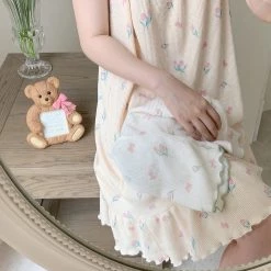 RIBERRY [Petite] Tulips And You Soft Lounge Wear Dress Pjs New Arrivals