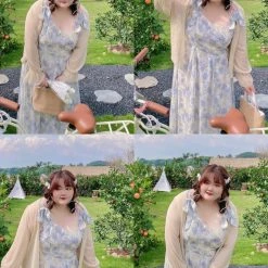 DAJUN [Curve Beauty] Cottage Ballerina Floral Vintage Dress New Arrivals