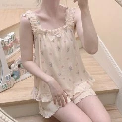 RIBERRY [Petite] Tulips And You Soft Lounge Wear Dress Pjs New Arrivals