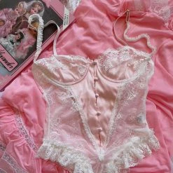 [Basic] Rosey Sweetheart Lace Bodysuit