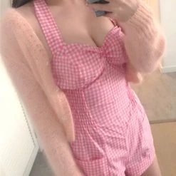 Peiliee Shop New Arrivals Sea Kissed Sailor Gingham Bodysuit Dress