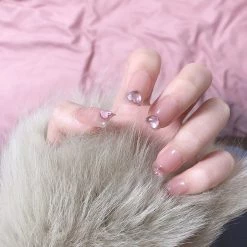 Peiliee Shop Crystal Heart Sticky Nails Set Summer 2022