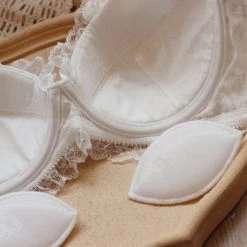 Peiliee Shop New Arrivals [Up To 100G] Snow Daisy Bra Set With Plus Sizes