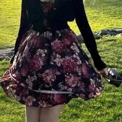 Dark Rose Floral Mini Dress Designer Arilf Summer 2022