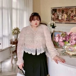 DAJUN [Curve Beauty] Angel Garden Lace Shirt Cardigan
