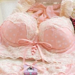 Miss KIKI (Curve Size Included) Peach Bae Soft Pink Dots Bra Set [Premium Selected Japanese Brand] New Arrivals