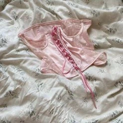 Peiliee New Arrivals [Handmade] The Pink Rose Lace Corset