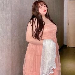 DAJUN New Arrivals [Curve Beauty] Peach Fairy Dress